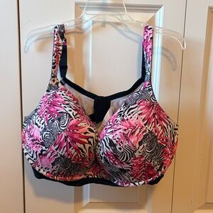 Cacique Boost Balconette Bra Women's Size 46 H Zebra Print Full Coverage Bra